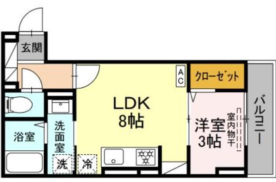 ブランヴェール大倉山(1LDK/2階)の間取り写真