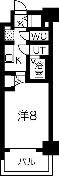メイクス高岳(1K/11階)の間取り写真