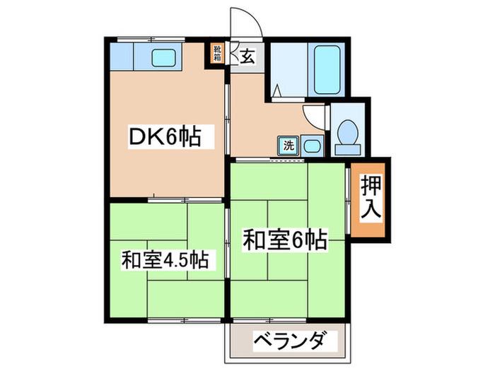 藤三ハイツ(2DK/2階)の間取り写真