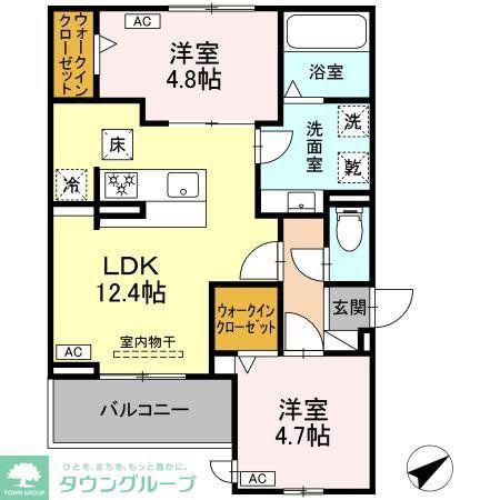 ルヴィータ川名(2LDK/1階)の間取り写真