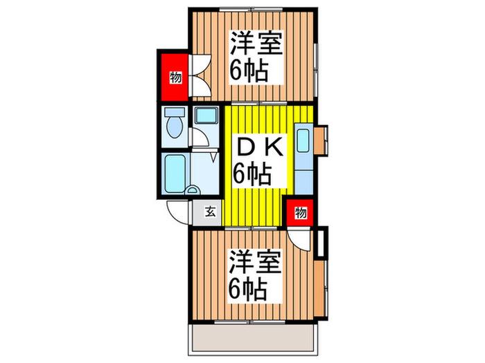 ベルクハウス(2DK/2階)の間取り写真