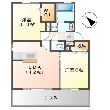 春夏秋冬 (2LDK/1階)の間取り写真