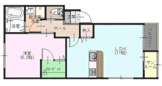 サウザンド(1LDK/3階)の間取り写真