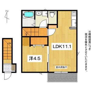トホム小原田B(1LDK/2階)の間取り写真