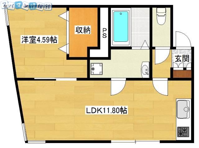ハクエーマンション(1LDK/2階)の間取り写真