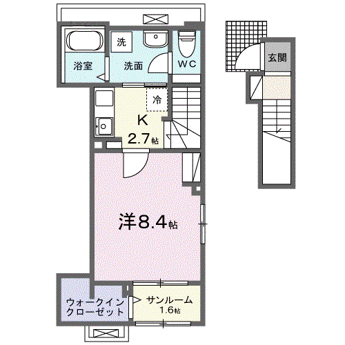 エスペランサ 俊(1K/2階)の間取り写真