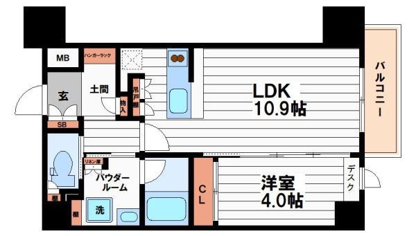 アーバネックス天満橋サウス(1LDK/5階)の間取り写真