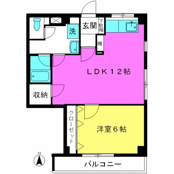 ベルダントスプリング(1LDK/2階)の間取り写真