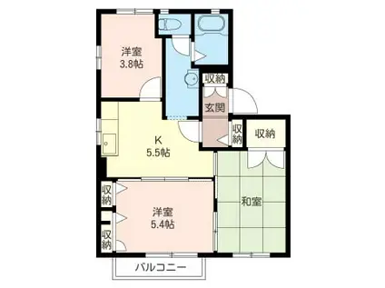 エトワールハイムB(3K/1階)の間取り写真