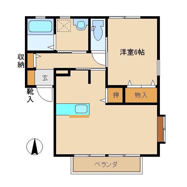 フローラルカーサA(1LDK/2階)の間取り写真