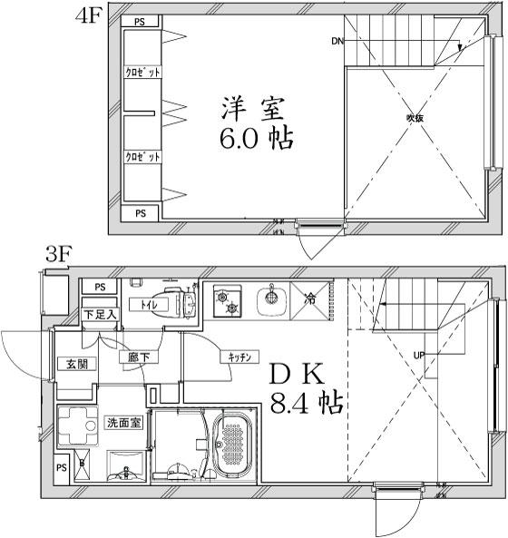 COEUR BLANC 大井町クールブラン大井町(1LDK/3階)の間取り写真