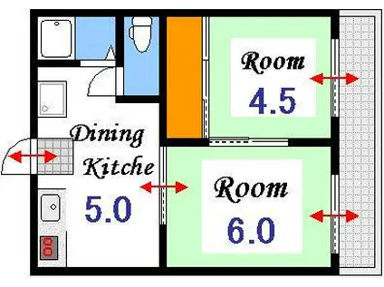 竜操コーポ(2DK/2階)の間取り写真