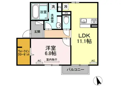 セジュールウィット沖代町(1LDK/1階)の間取り写真