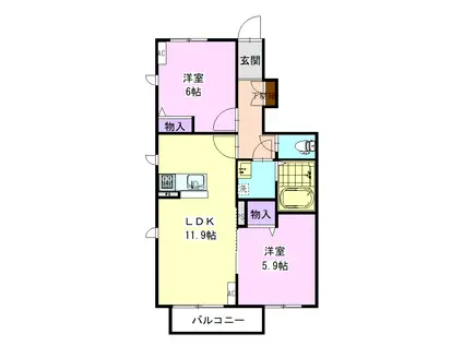 アルファソレイユ(2LDK/1階)の間取り写真
