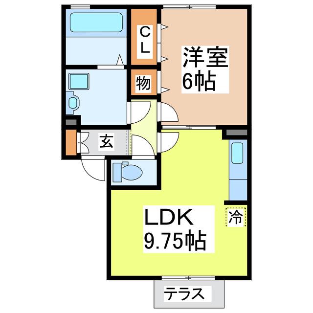 アイリスガーデン菰池C棟(1LDK/1階)の間取り写真