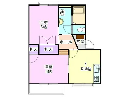 フローラルまなかA 201(2K/2階)の間取り写真