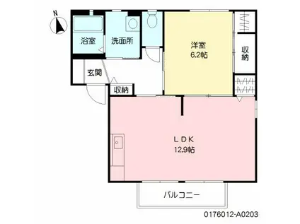 サンライト新町A棟(1LDK/2階)の間取り写真