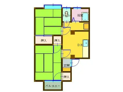 第1コーポ田中(2DK/2階)の間取り写真