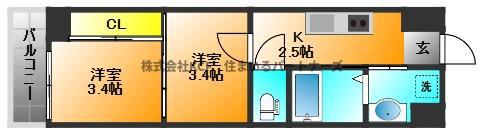 MARK AVENUE TOWER 久留米(2K/12階)の間取り写真