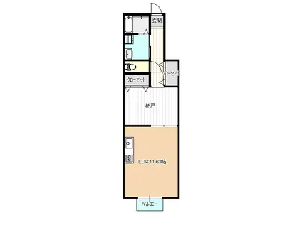 グリーンヒルズA(ワンルーム/1階)の間取り写真