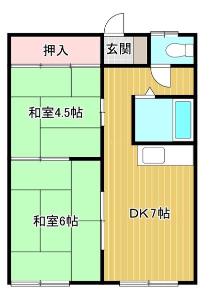 三井マンション(2DK/1階)の間取り写真