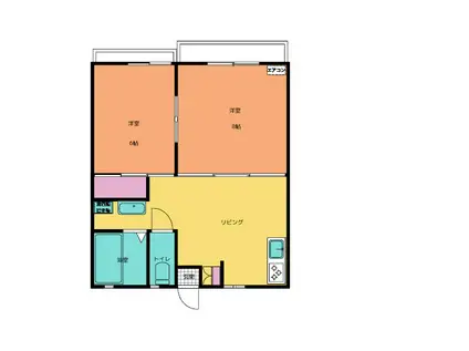 ハイツまほろば(2LDK/1階)の間取り写真