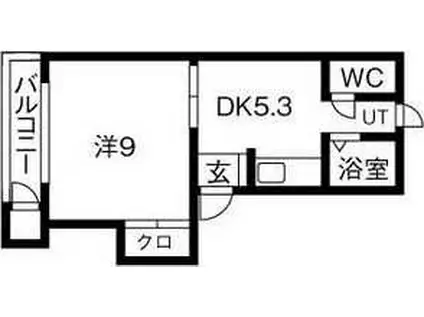 メゾンド・シェーヌ(1DK/2階)の間取り写真