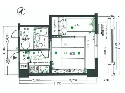 白金アパートメンツ(1K/5階)の間取り写真