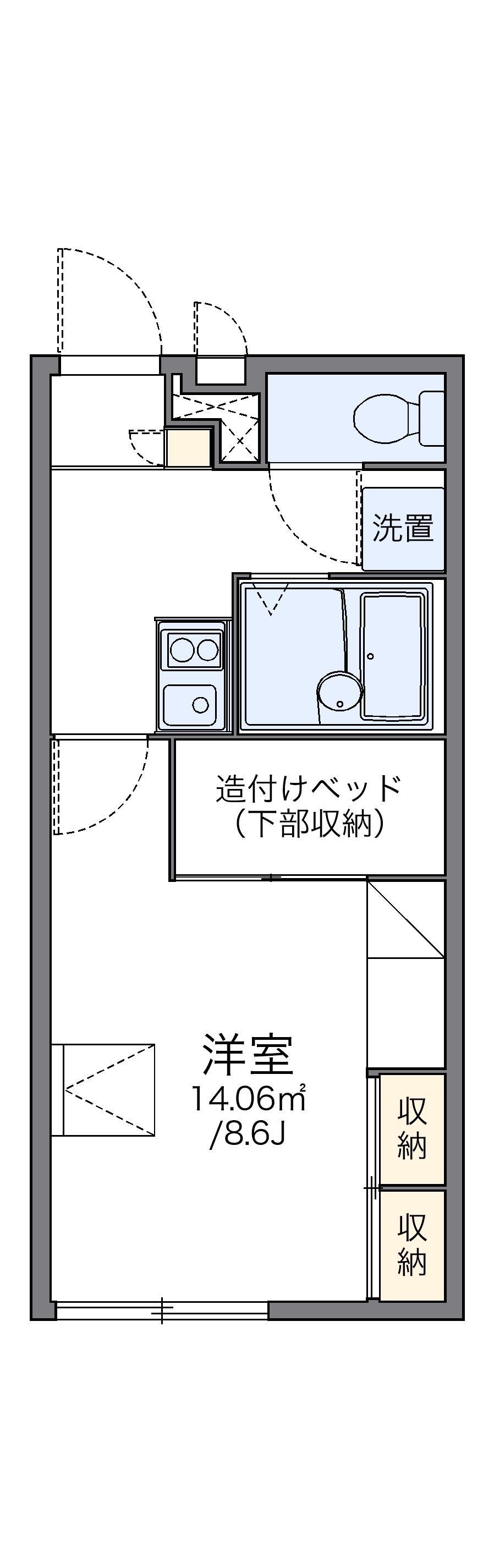 レオパレスハピネス18(1K/1階)の間取り写真