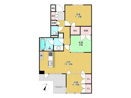 カーサフロレスタ西馬込弐番館(3LDK/5階)の間取り写真