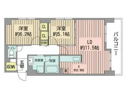 レジディア北3条(2LDK/7階)の間取り写真