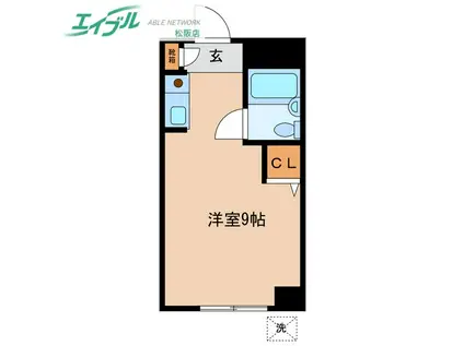 シティハウス松阪(ワンルーム/3階)の間取り写真