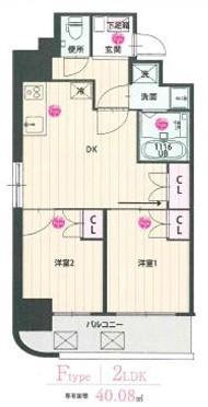 NO.102 CLUB ORIENT(2DK/12階)の間取り写真
