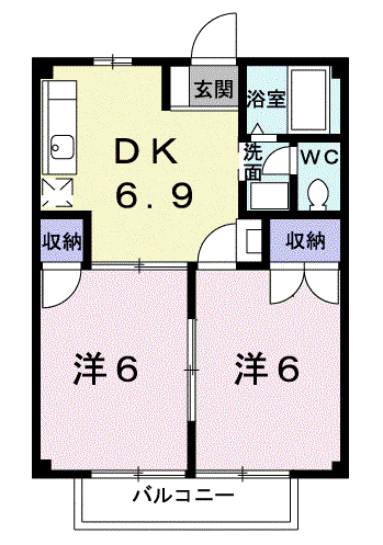 ベルメゾンBB2(2DK/1階)の間取り写真