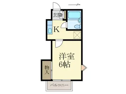 グリーンフル向(1K/2階)の間取り写真