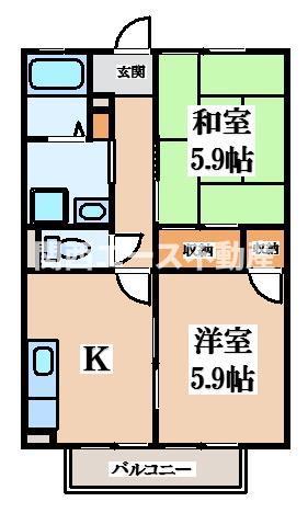 メゾンサン(2K/1階)の間取り写真