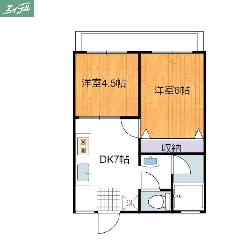 ROSECOURTききょう町(2K/2階)の間取り写真