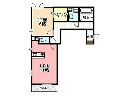 D-ROOM鼎(1LDK/2階)の間取り写真