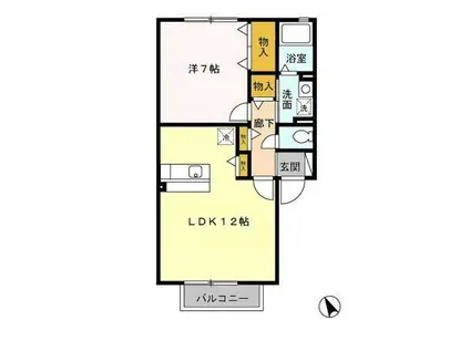 エトワールキューブB棟(1LDK/2階)の間取り写真