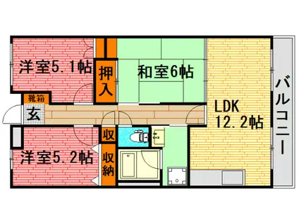 倉西ビル(3LDK/4階)の間取り写真