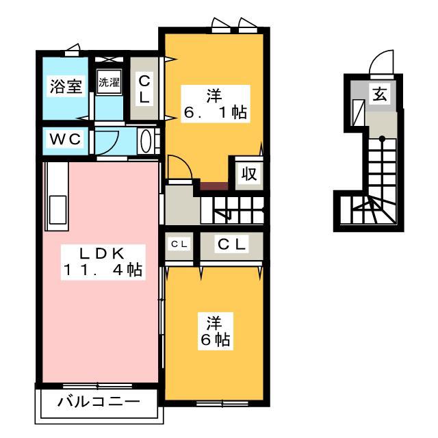 セントルイス(2LDK/2階)の間取り写真