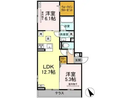 CENTRALE(2LDK/2階)の間取り写真