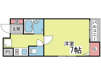 リベラルリバー(1K/4階)の間取り写真