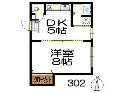 藤井ビル(1DK/3階)の間取り写真