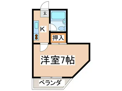 古閑ハイツ(1K/1階)の間取り写真