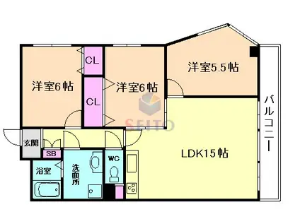 メゾンN緑丘(3LDK/3階)の間取り写真
