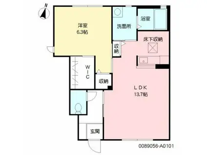 サンビレッジ松原 (1LDK/1階)の間取り写真