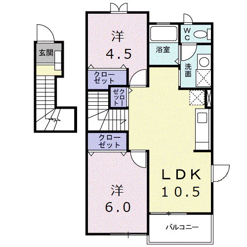 フィオーレ I(2LDK/2階)の間取り写真