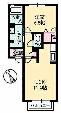 POSTO Ⅴ号館(1LDK/2階)の間取り写真