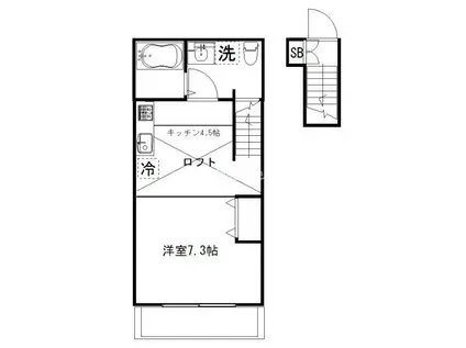 T Sハイツ四街道(ワンルーム/2階)の間取り写真